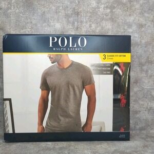 Men's M Polo Ralph Lauren Cotton Crew Neck T-Shirt 3-Pack Black with Red Pony